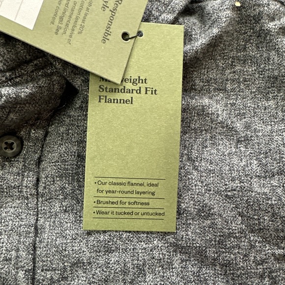 Goodfellow Mid-Weight Flannel Button Down Long Sleeve Gray Size Medium - Picture 5 of 9